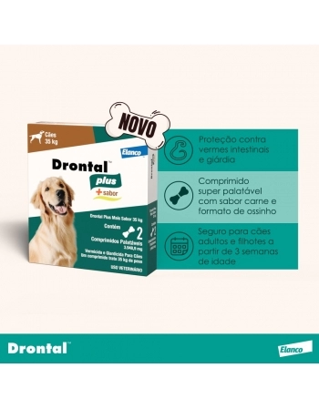 DRONTAL TASTY 35 KG 2 CP (CÃES ATÉ 35KG)